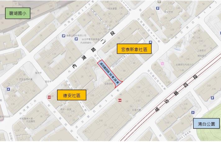 圖1內湖區內成功路4段30巷28弄平面位置圖
