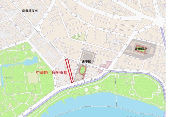 圖1. 中華路二段596巷平面位置圖