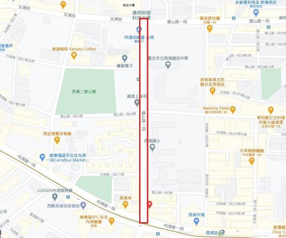 圖1環山路面銑鋪施作範圍平面圖
