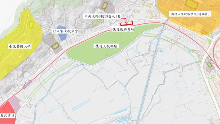 圖1北投區中央北路3段53巷及1巷平面圖