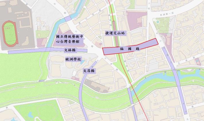 圖1 福國路(中山北路6段至文林路)平面位置圖