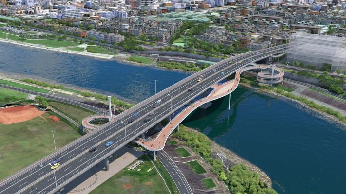圖5-跨河景觀休憩橋  模擬示意圖（提送都市設計審議版）-內湖端