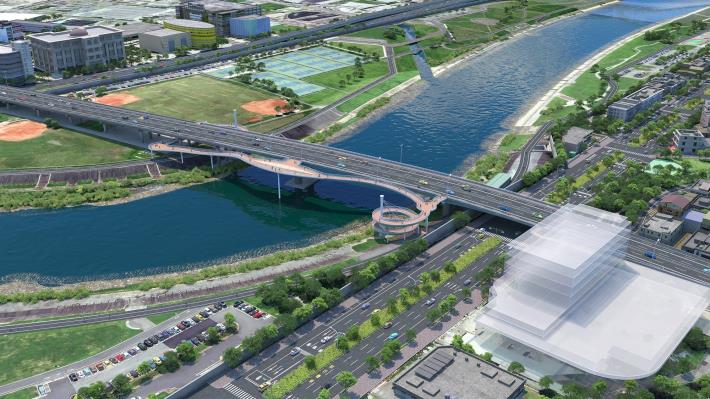 圖4-跨河景觀休憩橋  模擬示意圖（提送都市設計審議版）-松山端