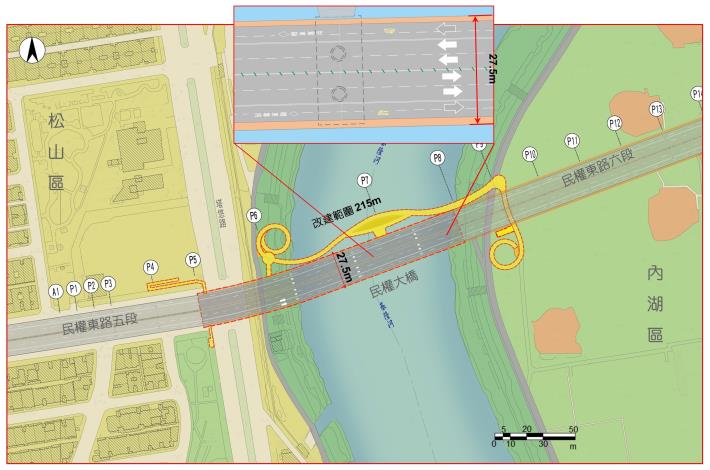圖2-跨河段主橋改建後之平面示意圖