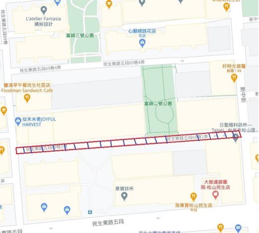 圖1 松山區民生東路5段69巷2弄工程範圍位置圖