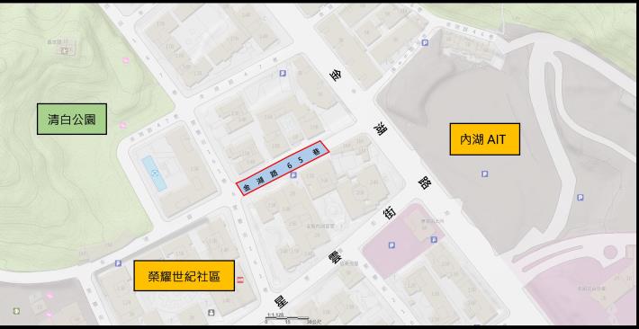 圖1內湖區金湖路65巷路面平面位置圖