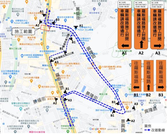 圖3 羅斯興隆人行天橋拆除改道示意圖