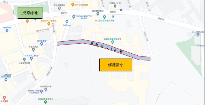 圖01南港區東新街118巷路面路面平面位置圖