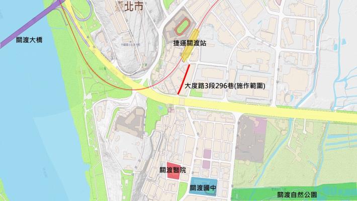 圖1北投區大度路3段296巷平面圖