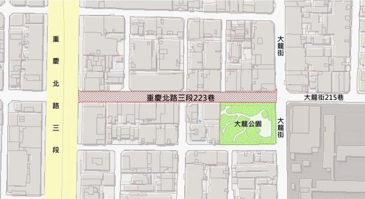 圖1 重慶北路3段223巷路面更新範圍