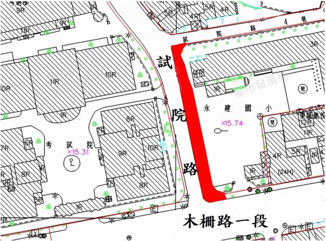 圖1 人行道拓寬範圍平面圖