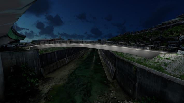 圖4-南港5跨越大坑溪自行車道興建完成夜景模擬圖