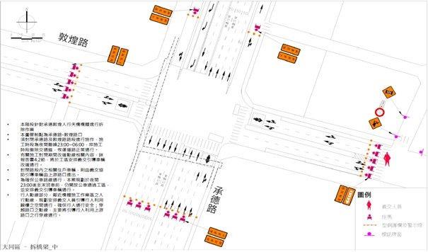 圖3 第2階段橋體拆除作業交通維持佈設平面圖-承德路及敦煌路口
