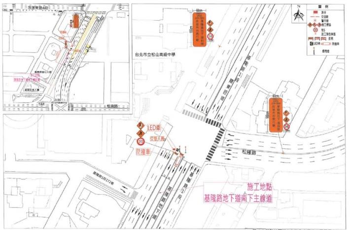 圖4 南向長短隧道段施工管制點