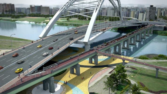 中正橋新北市端主橋模擬示意圖