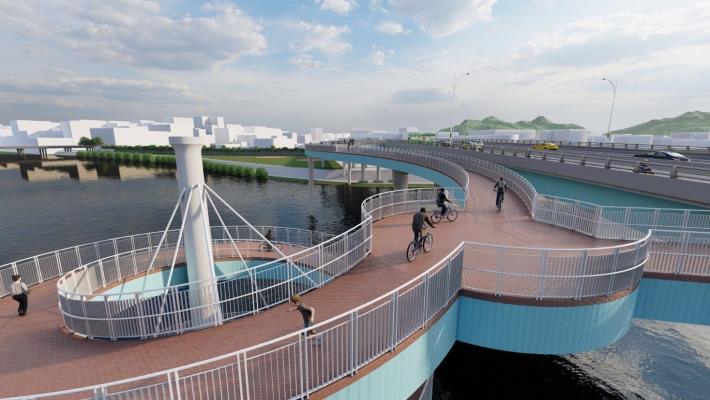 圖4 人行自行車景觀橋示意圖（松山端）