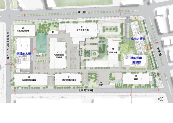 圖1臺北市職能發展學院原機工大樓及學員宿舍用地改建工程位置圖