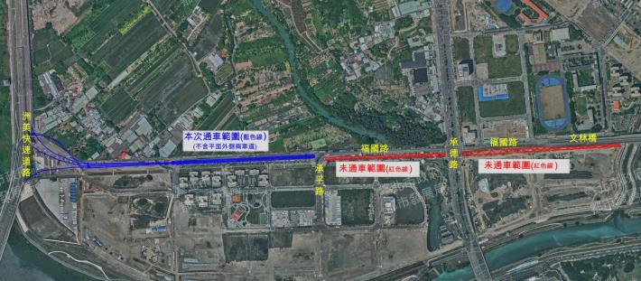 圖1福國路銜接洲美快速道路高架道路位置平面圖