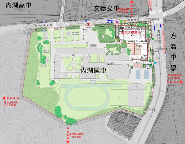 圖1內湖國中綜合大樓基地位置圖