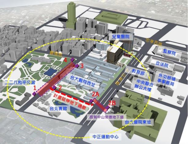 圖1 常德街人行地下連通道區域人行範圍