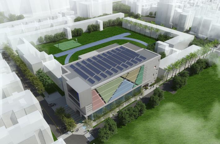 Rendered image of the Taipei City Songshan District Xisong Elementary School Activity Center New Construction Project