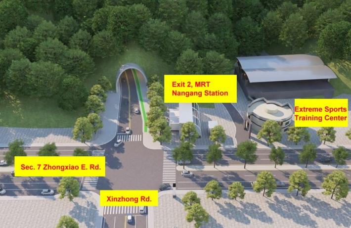 Fig. 9 Artist’s impression of the north tunnel entrance and its surrounding environment for the Biotechnology Research Park Access Road (intersection of Sec. 7 Zhongxiao E. Rd. and Xinzhong Rd.)