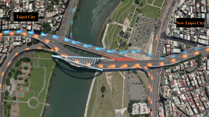 Traffic flow of Zhongzheng Bridge in September 2023 (cars driving from Taipei to New Taipei City taking the new bridge.)