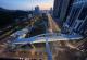 Image 11. Aerial panoramic view of the main and secondary bridges (nighttime)
