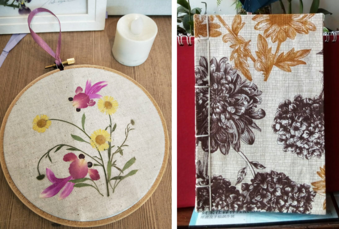圖3.配合菊展開設「菊對屬魚你-押花刺繡吊框DIY」、「掬菊在心頭-手作筆記本DIY」 課程