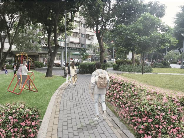 圖三、花團錦簇的園路