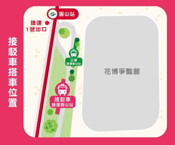 圖5. 玫瑰展周六、日接駁車乘車位置。