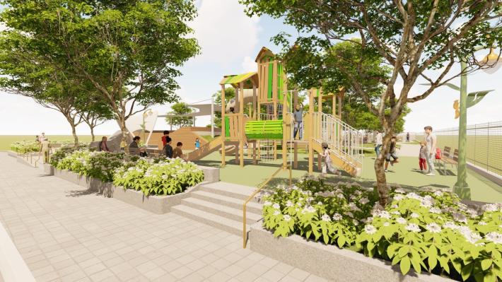 圖3：康樂綠地人行道路口改善模擬圖