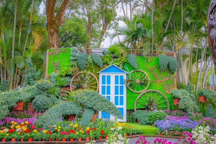 圖3. 以各式造型菊堆疊建構出特有的「夢花園」繪本