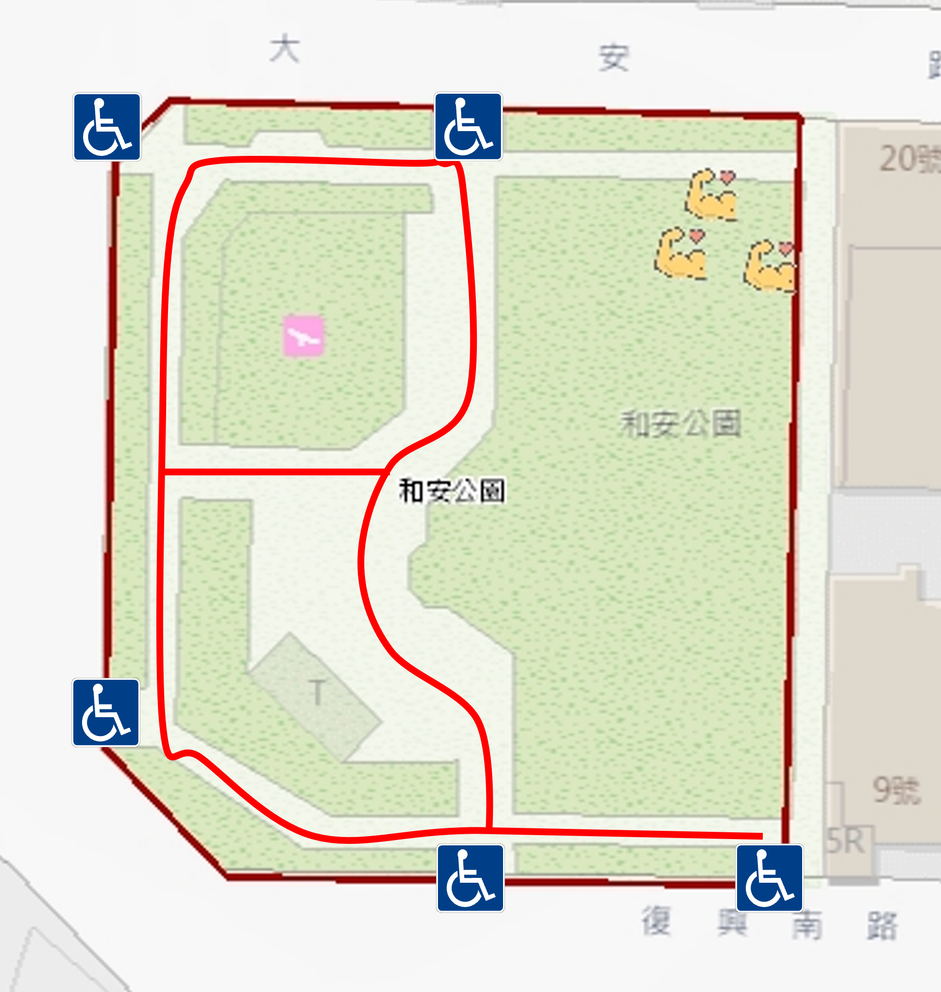 公園內無障礙路線圖