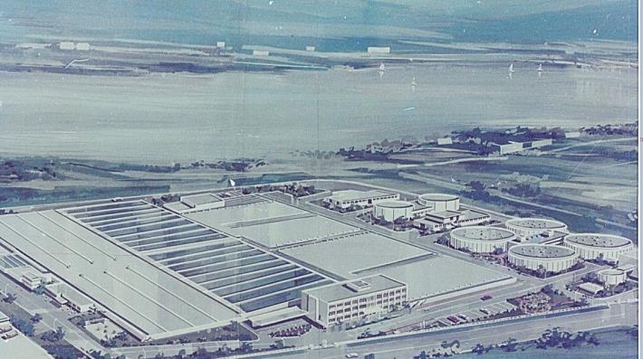 民國69年迪化初級污水處理廠空拍圖(衛工處提供)
