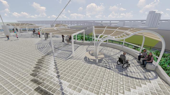 衛工處優化迪化休閒運動公園既有跨堤景觀平台，將為市民帶來更舒適的休憩空間