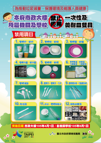 禁止使用一次性及美耐皿餐具-禁用項目
