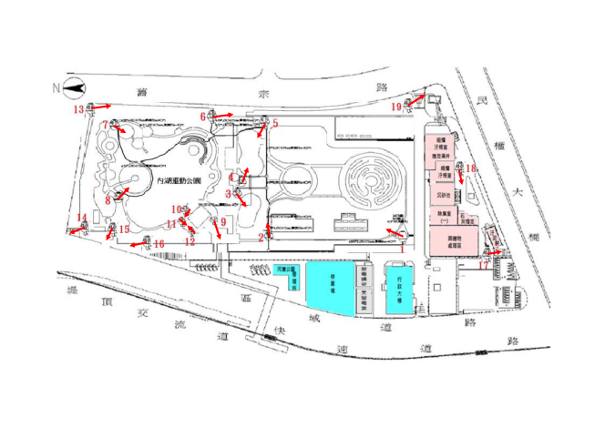 內湖污水處理廠附設休閒運動公園錄影監視器設置區位