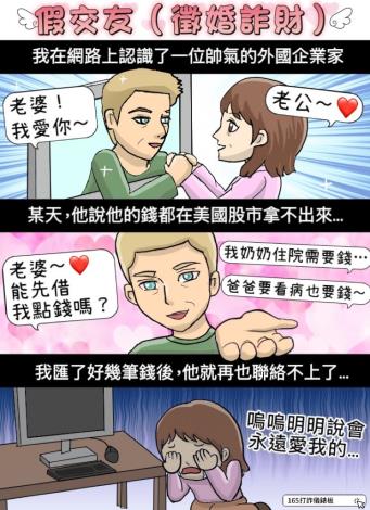愛情交友詐騙宣導圖(將開啟彈跳視窗)