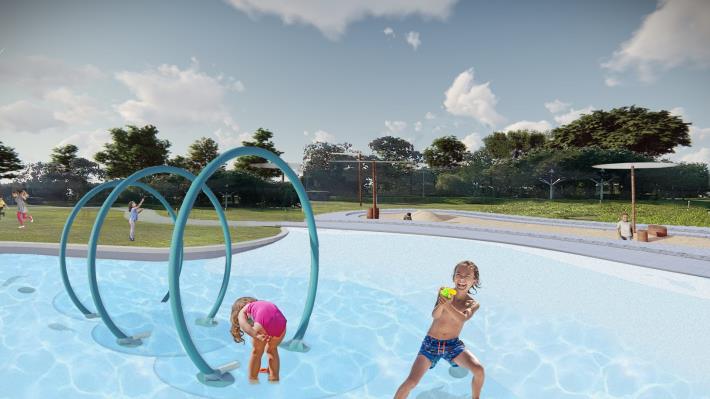 Summer-favorite water play pool at Neihu Sewage Treatment Plant Sport and Recreation Park slated for redevelopment (illustrative rendering)