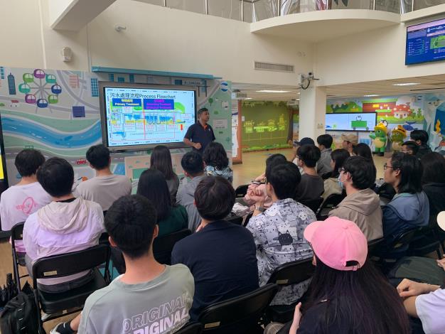 During the multimedia classroom renovation at Neihu Sewage Treatment Plant, classes were held in front of the 1st floor environmental education exhibit