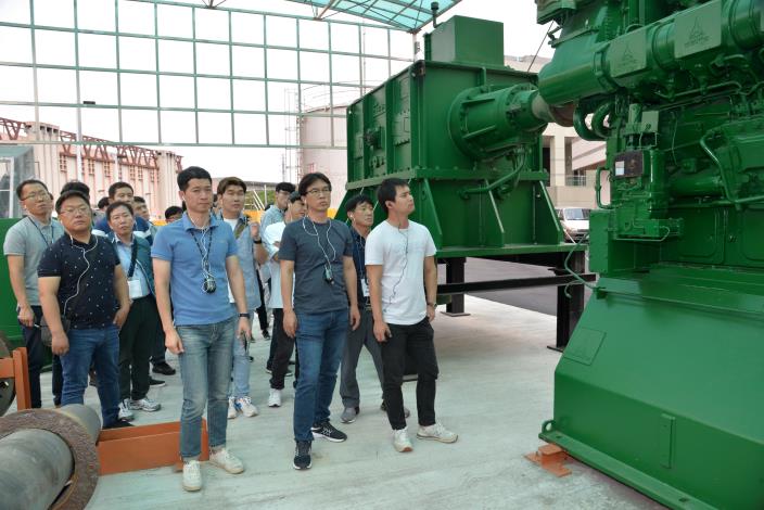5號抽水機組拆卸留置於所屬治水體驗園區，圖為韓國參訪團之照片