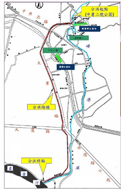 Huanggang River Flood Diversion Route Plan View