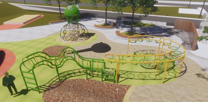 The Guanshan Riverside Park Children's Playground is under construction