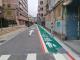 Improved road surface and newly added marked pedestrian walkway
