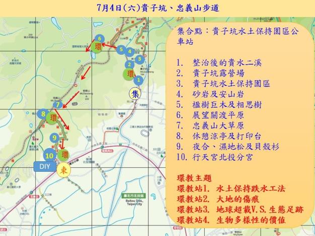 01貴子坑、忠義山步道縱走活動路線圖