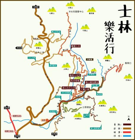 照片1 單車路徑行經溪山、平等、菁山社區地圖