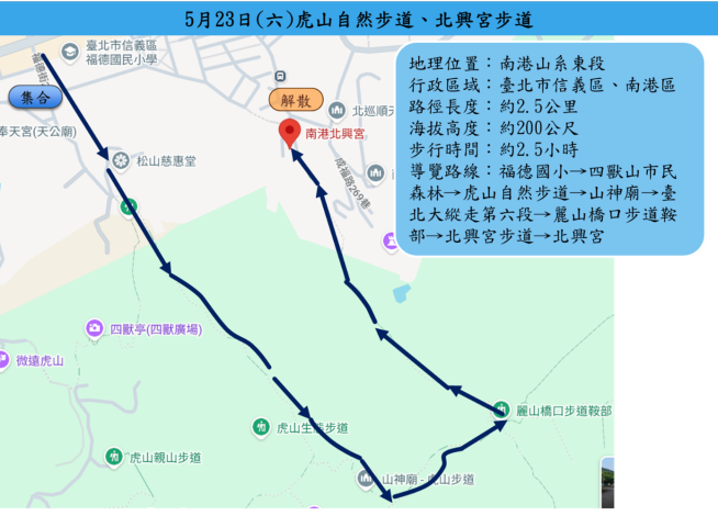 照片02-虎山自然步道、北興宮步道導覽活動路線圖