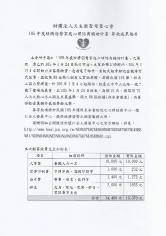 10412聖母聖心會勸募活動成果報告