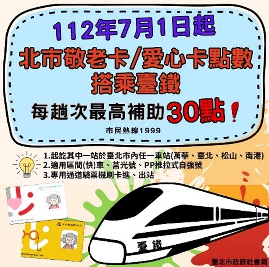 EDM for taking Taiwan Railway trains using Taipei Senior Easycard and Charity EasyCard points